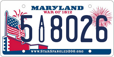 MD license plate 5AU8026