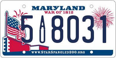 MD license plate 5AU8031