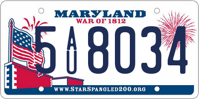 MD license plate 5AU8034