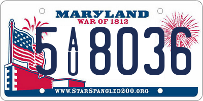 MD license plate 5AU8036