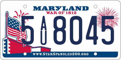 MD license plate 5AU8045