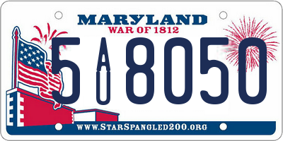 MD license plate 5AU8050