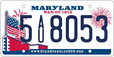 MD license plate 5AU8053