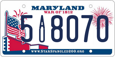 MD license plate 5AU8070
