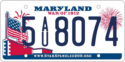 MD license plate 5AU8074