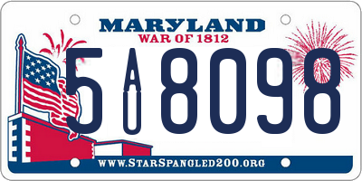 MD license plate 5AU8098