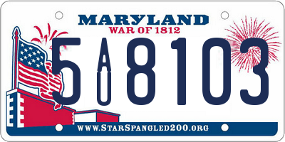MD license plate 5AU8103