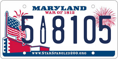 MD license plate 5AU8105