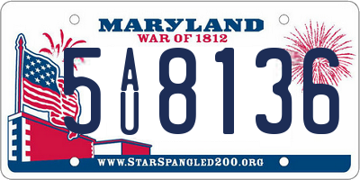 MD license plate 5AU8136