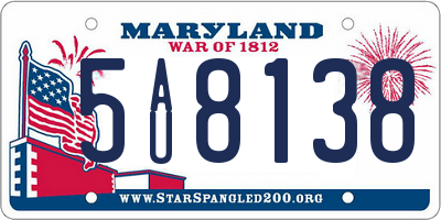 MD license plate 5AU8138