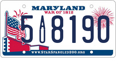 MD license plate 5AU8190