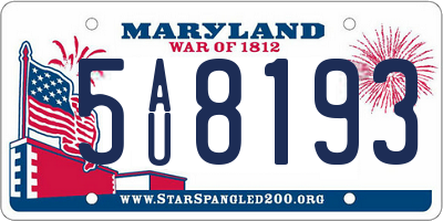 MD license plate 5AU8193