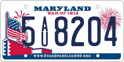 MD license plate 5AU8204
