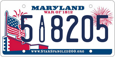 MD license plate 5AU8205