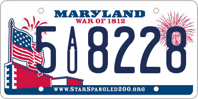 MD license plate 5AU8228