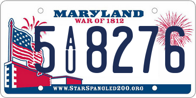 MD license plate 5AU8276