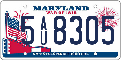MD license plate 5AU8305