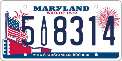 MD license plate 5AU8314