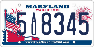 MD license plate 5AU8345