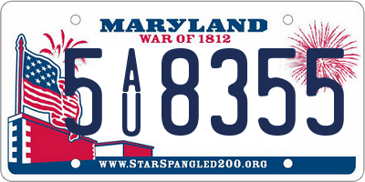 MD license plate 5AU8355