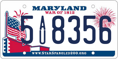 MD license plate 5AU8356