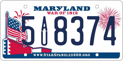 MD license plate 5AU8374