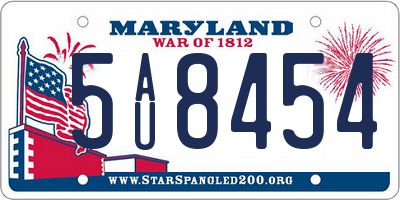 MD license plate 5AU8454