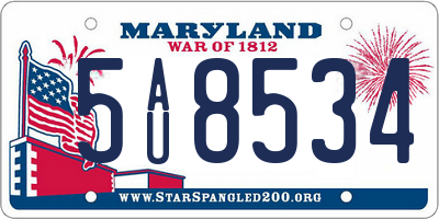 MD license plate 5AU8534