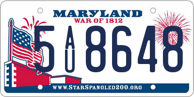 MD license plate 5AU8648