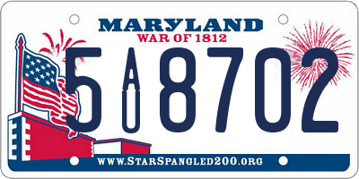 MD license plate 5AU8702