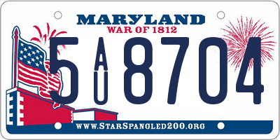 MD license plate 5AU8704