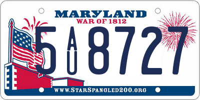 MD license plate 5AU8727