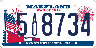 MD license plate 5AU8734