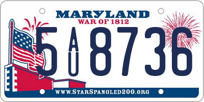 MD license plate 5AU8736