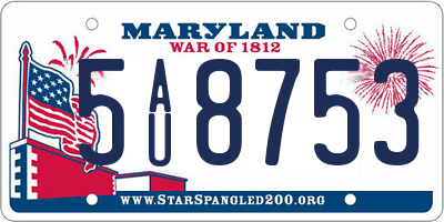 MD license plate 5AU8753
