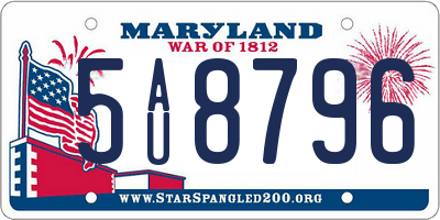 MD license plate 5AU8796