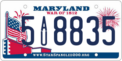 MD license plate 5AU8835