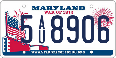 MD license plate 5AU8906