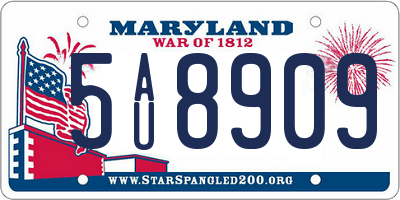MD license plate 5AU8909