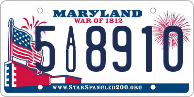 MD license plate 5AU8910