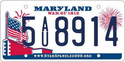 MD license plate 5AU8914