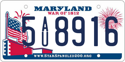 MD license plate 5AU8916