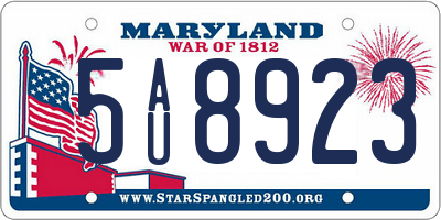 MD license plate 5AU8923