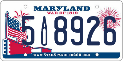 MD license plate 5AU8926