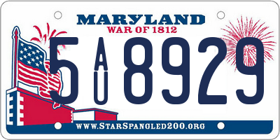 MD license plate 5AU8929