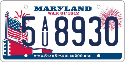 MD license plate 5AU8930