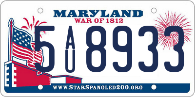 MD license plate 5AU8933
