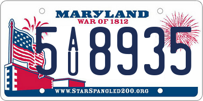MD license plate 5AU8935