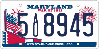 MD license plate 5AU8945