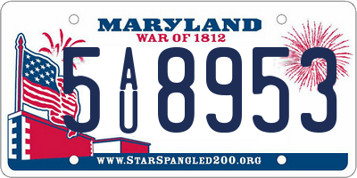 MD license plate 5AU8953